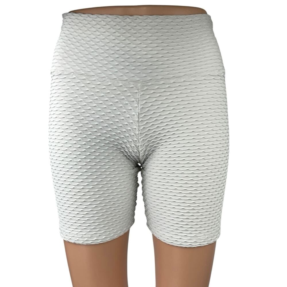 Booty by Brabants White Croco Skin High Waist Athletic Biker Running Shorts Sz S